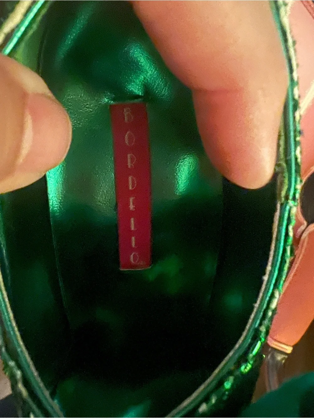 Bordello Green Glitter Heels Sz 7 Burlesque Showgirl Christmas St. Patrick’s Day